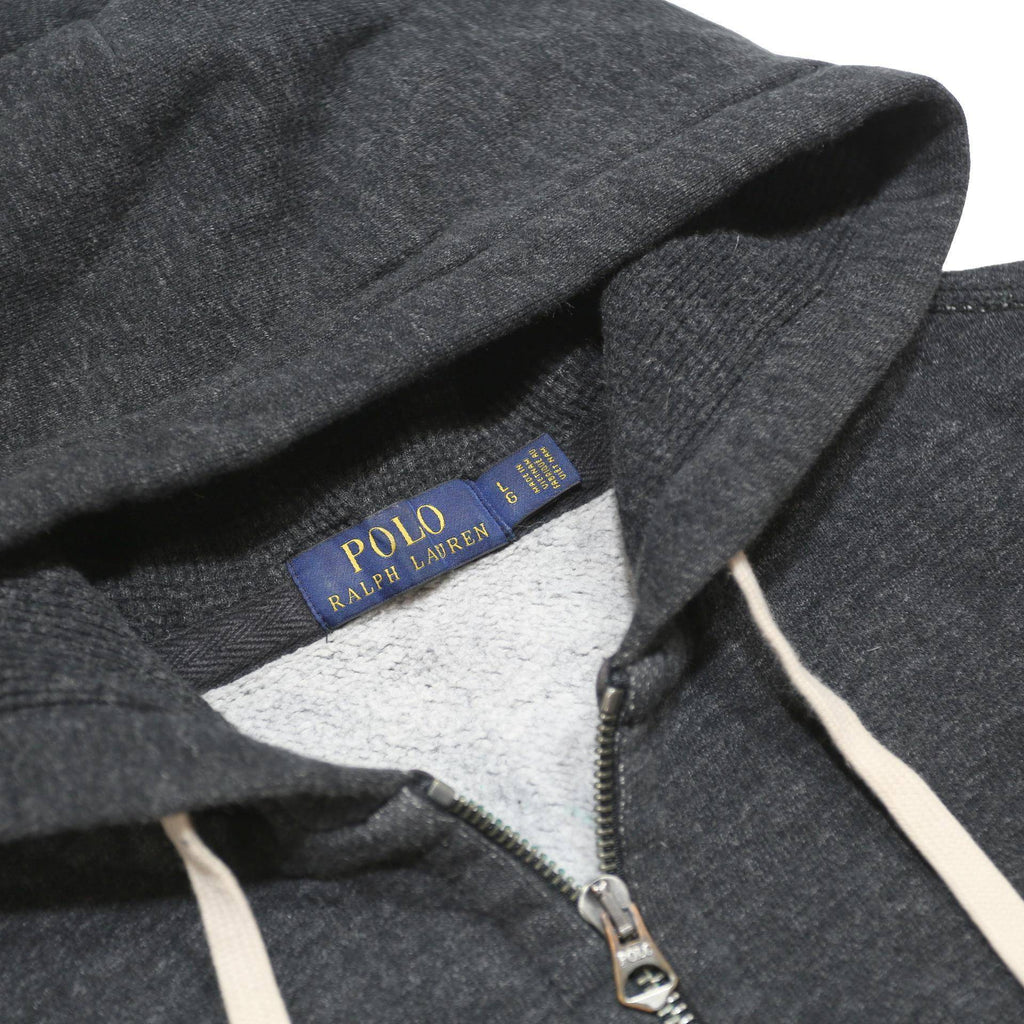 POLO RALPH LAUREN Mens Black Full Zip Hoodie L Cotton Blend Sweatshirt