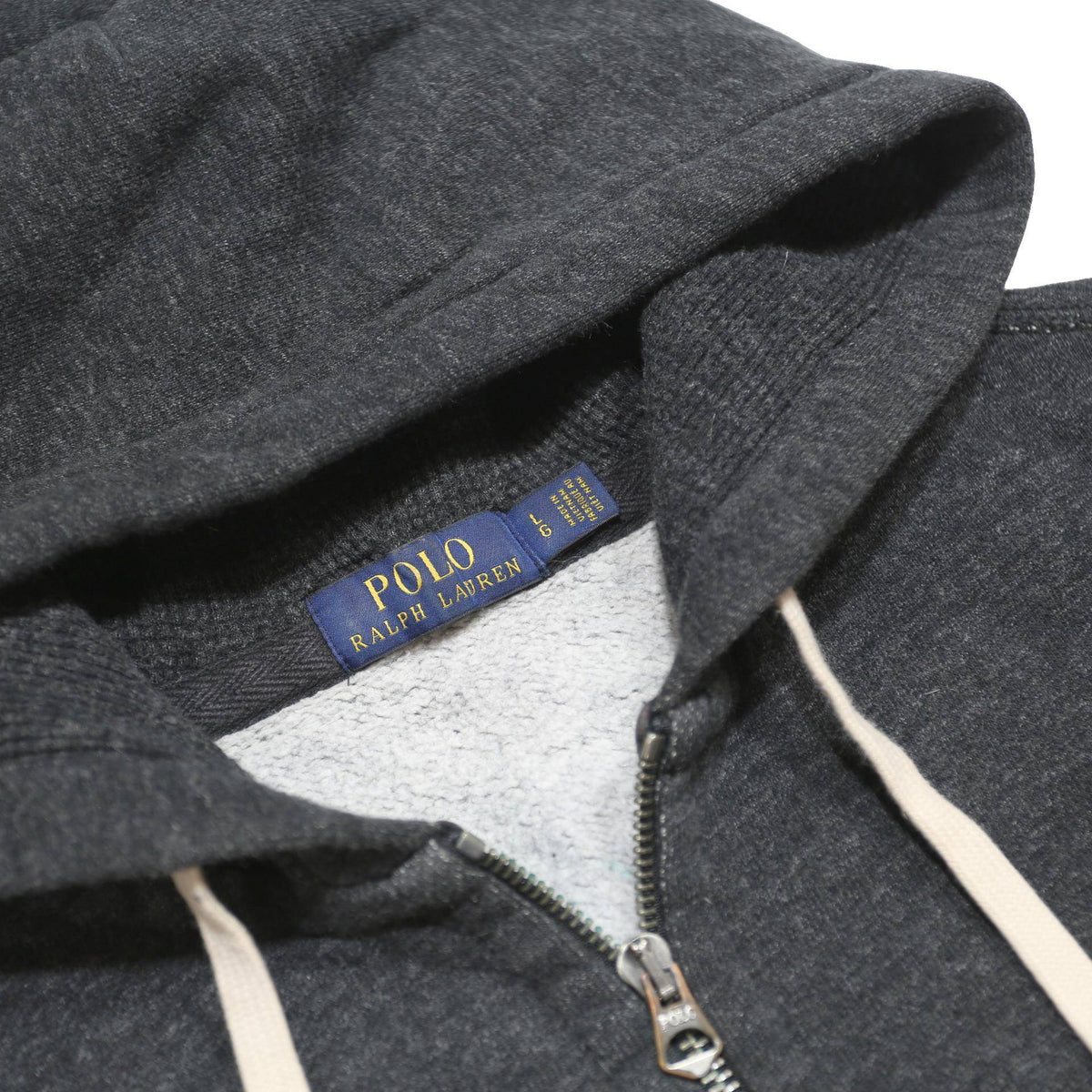 POLO RALPH LAUREN Mens Black Full Zip Hoodie L Cotton Blend Sweatshirt