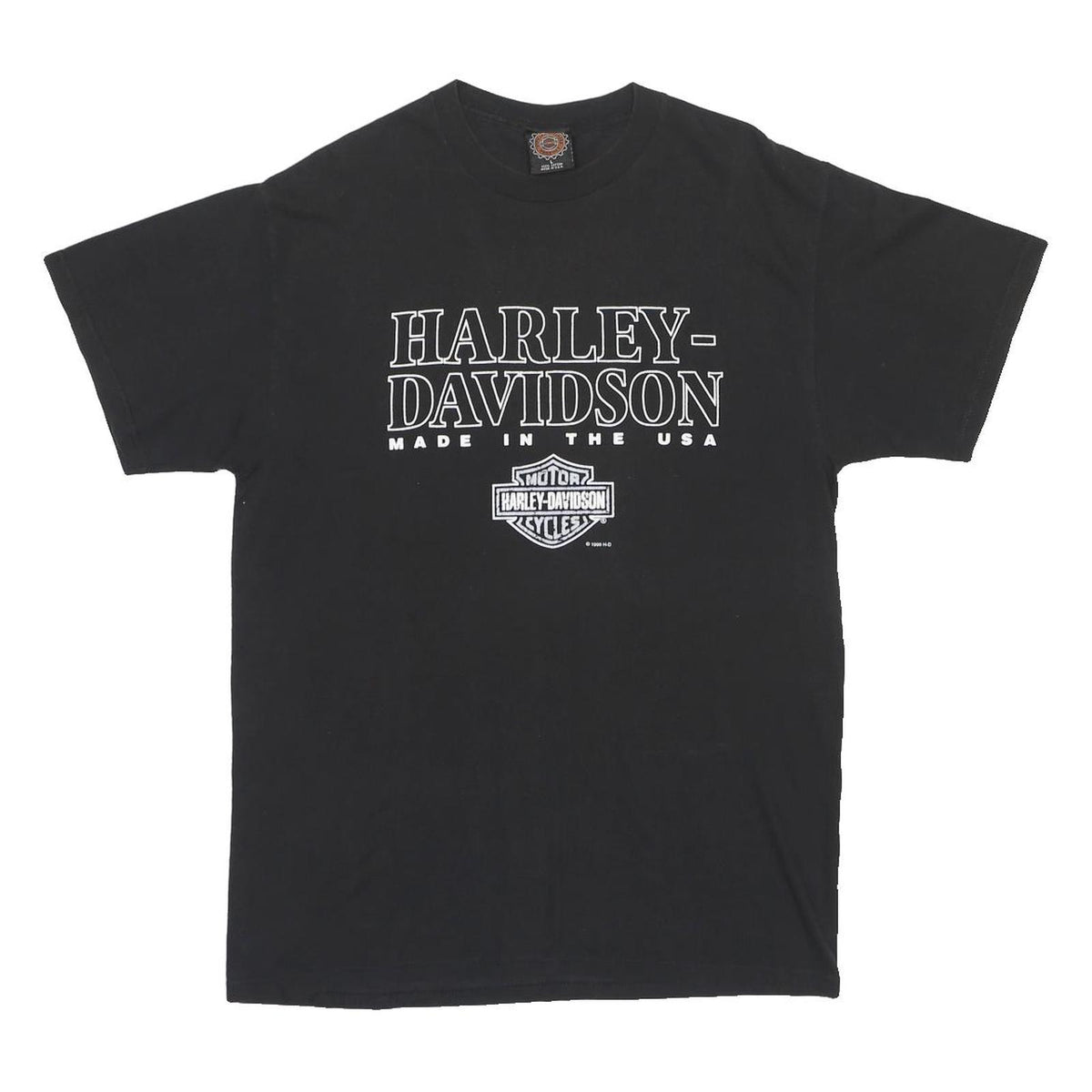 HARLEY DAVIDSON 1996 Mens Black Made In The USA Graphic T-Shirt L Short Sleeve