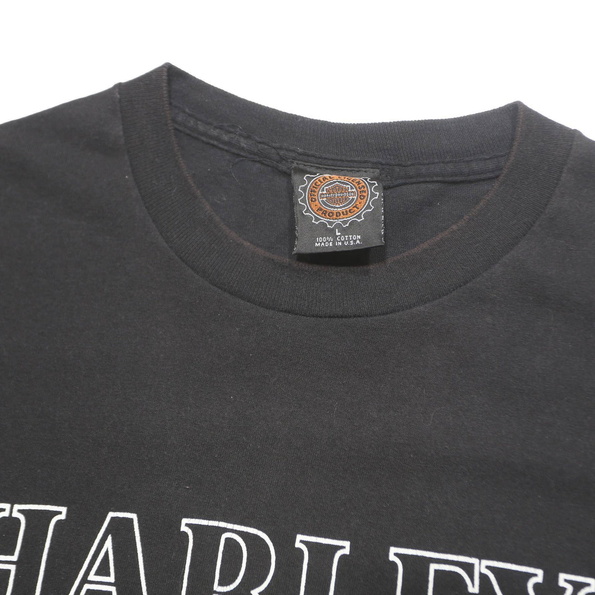 HARLEY DAVIDSON 1996 Mens Black Made In The USA Graphic T-Shirt L Short Sleeve