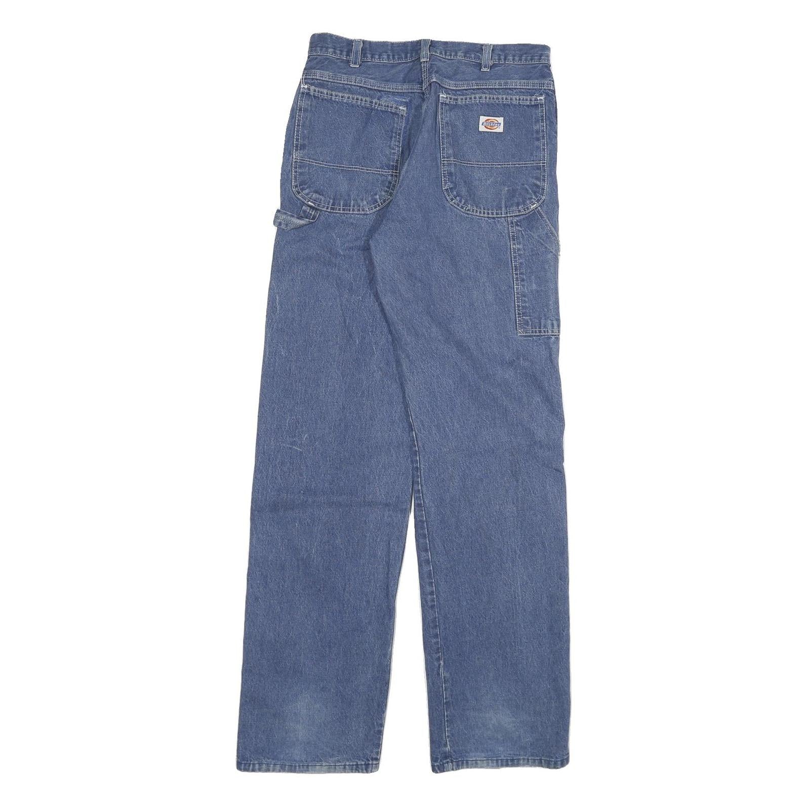 DICKIES Mens Blue Regular Fit Straight Denim Jeans W28 L32 Workwear Style