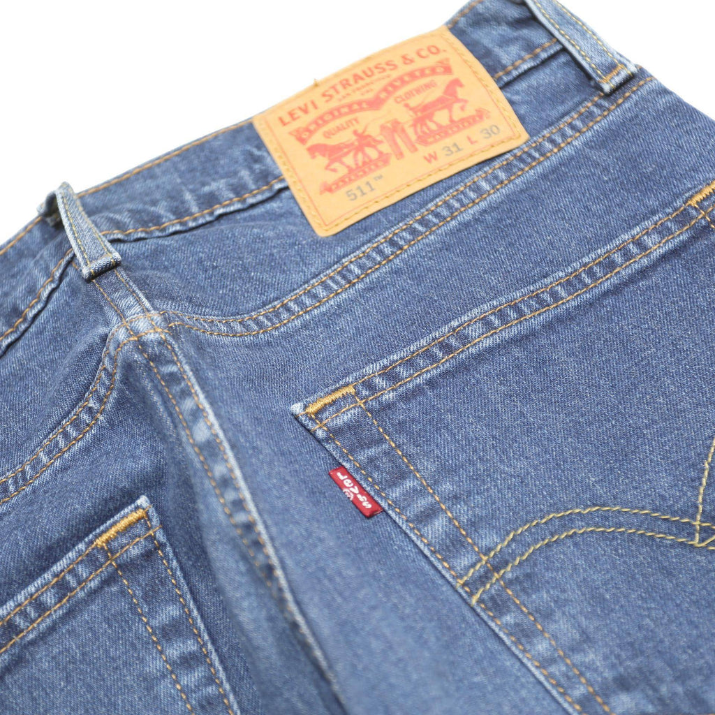 LEVI'S 511 Slim Mens Jeans Blue Slim Straight Denim Medium W31 L25 Zip