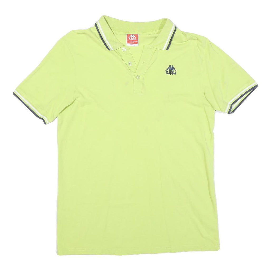 KAPPA Mens Lime Green Short Sleeve Plain Polo Shirt L Cotton Blend Casual