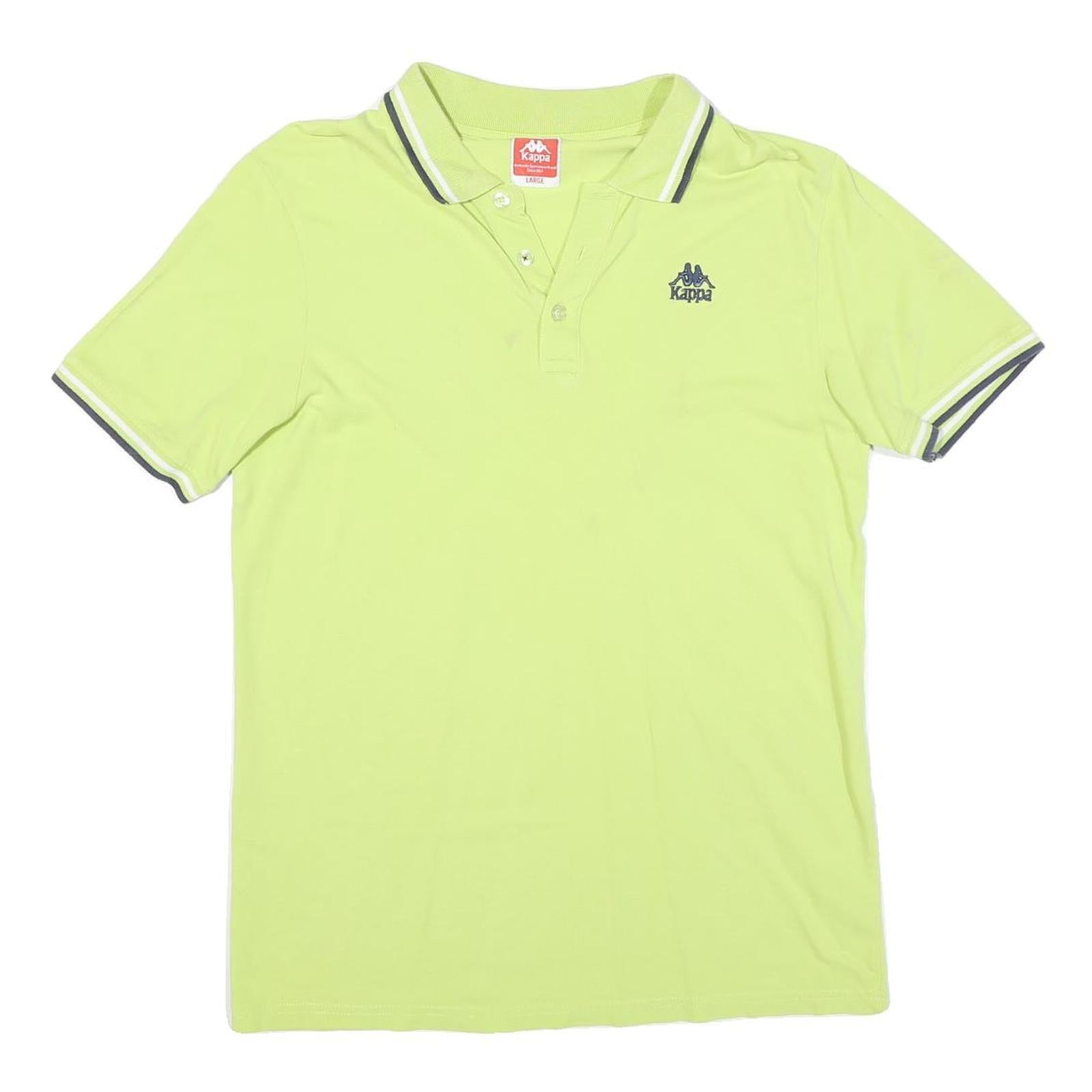 KAPPA Mens Lime Green Short Sleeve Plain Polo Shirt L Cotton Blend Casual