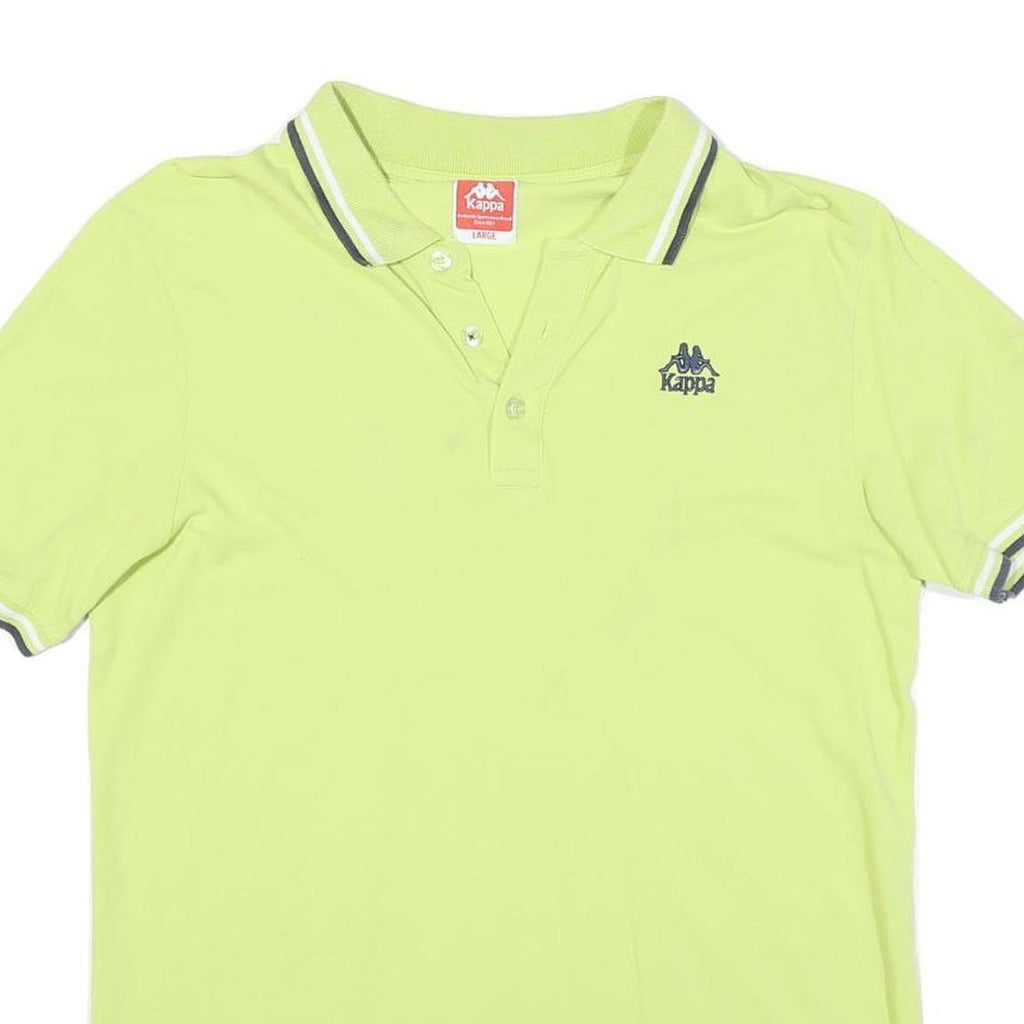 KAPPA Mens Lime Green Short Sleeve Plain Polo Shirt L Cotton Blend Casual