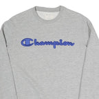 CHAMPION Mens Grey Crew Neck S Logo Sweatshirt Cotton Blend Casual Pullover