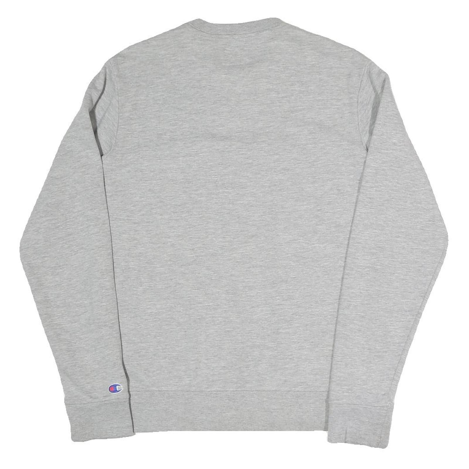 CHAMPION Mens Grey Crew Neck S Logo Sweatshirt Cotton Blend Casual Pullover