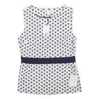 DIANE VON FUSTENBERG Womens White & Navy Printed Sleeveless Round Neck Top M