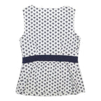 DIANE VON FUSTENBERG Womens White & Navy Printed Sleeveless Round Neck Top M
