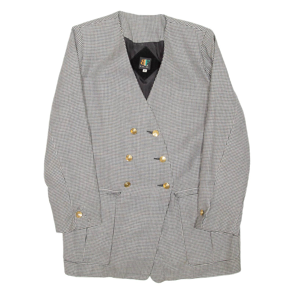 Womens Blazer Coat Black Houndstooth S