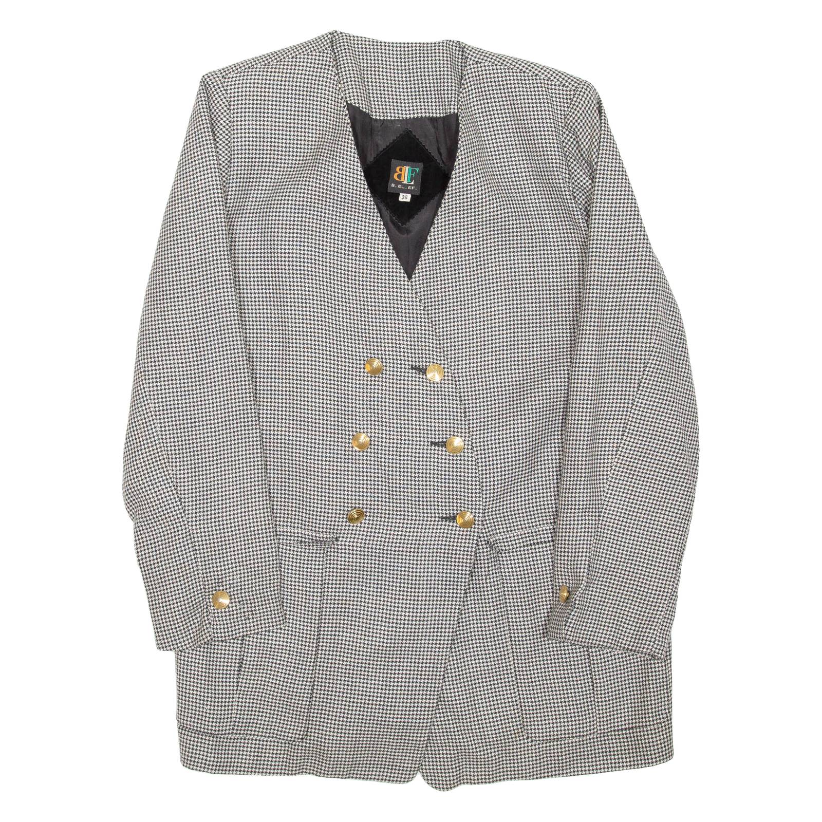 Womens Blazer Coat Black Houndstooth S