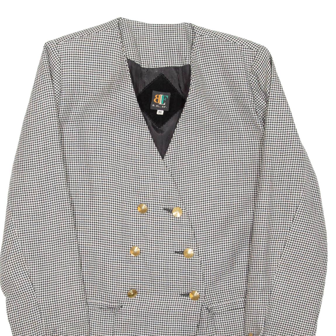 Womens Blazer Coat Black Houndstooth S