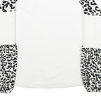 Womens White & Black Animal Print Pattern Fleece Pullover Crew Neck Jumper L