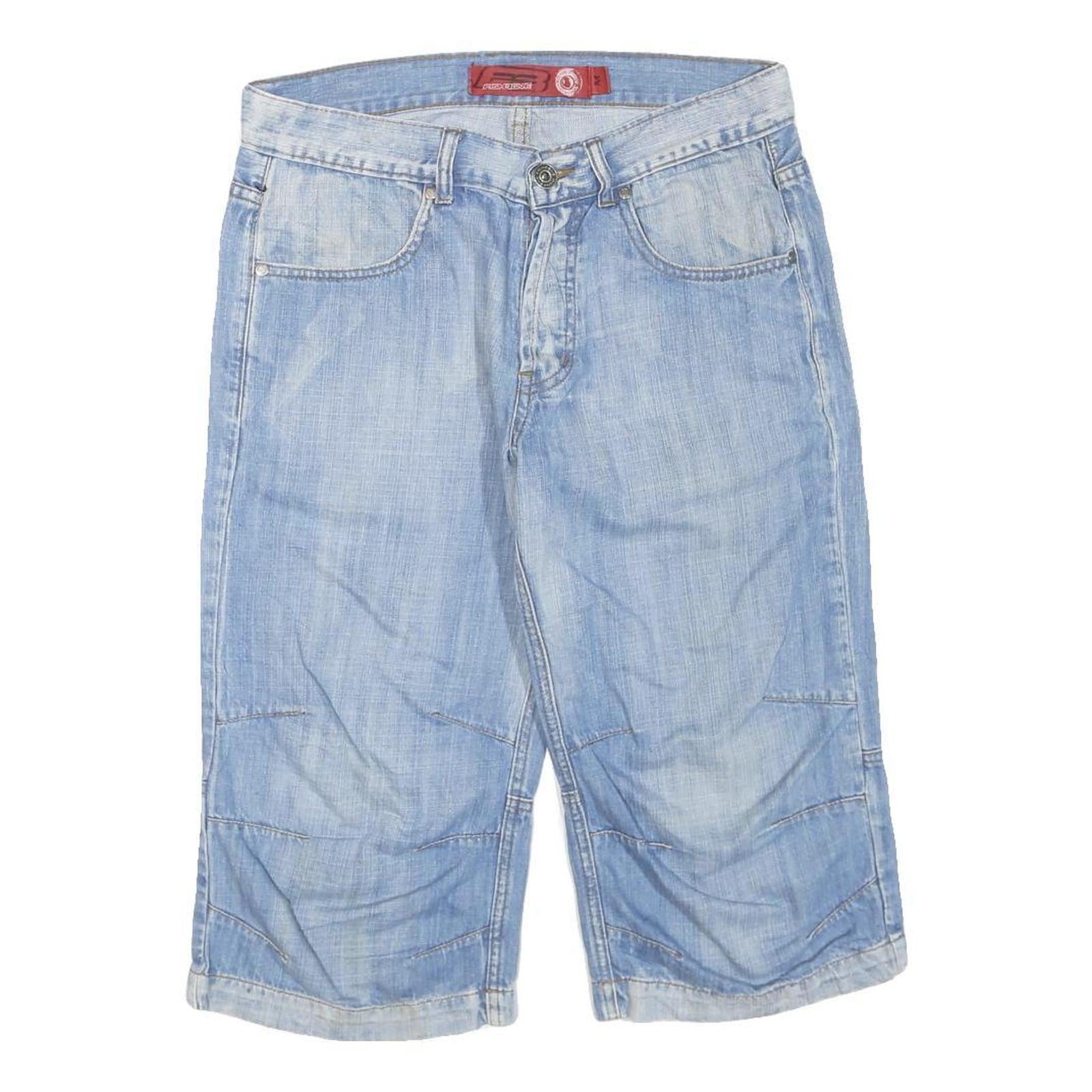 FISHBONE Mens Shorts Blue Casual M W34 Cotton Blend Denim Style