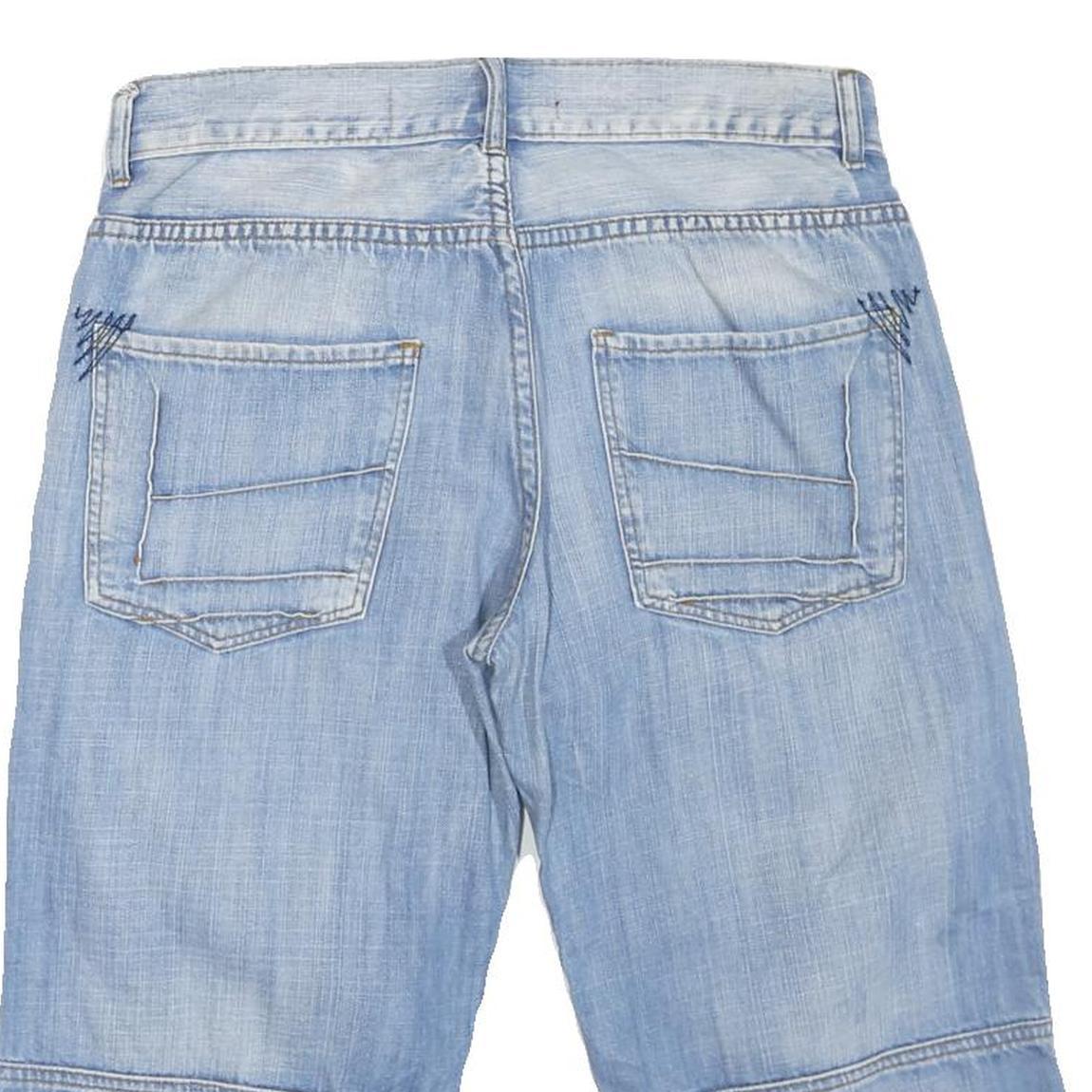 FISHBONE Mens Shorts Blue Casual M W34 Cotton Blend Denim Style