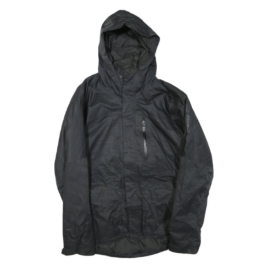 HELLY HANSEN Mens Black Outdoor Jacket M Polyester Blend Zip Hooded Plain Casual