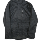 HELLY HANSEN Mens Black Outdoor Jacket M Polyester Blend Zip Hooded Plain Casual