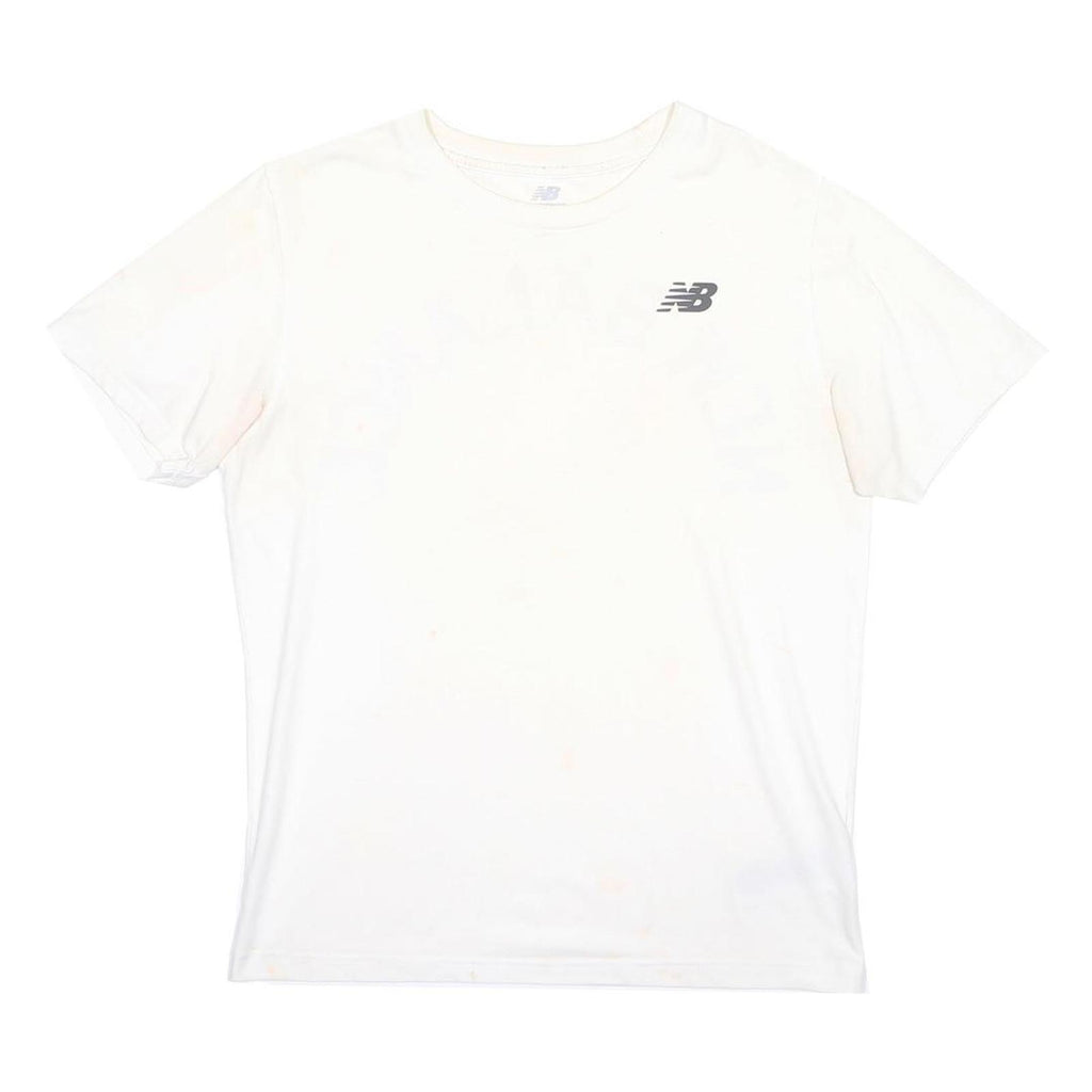NEW BALANCE Mens White Graphic T-Shirt L Short Sleeve Crew Neck Cotton Blend