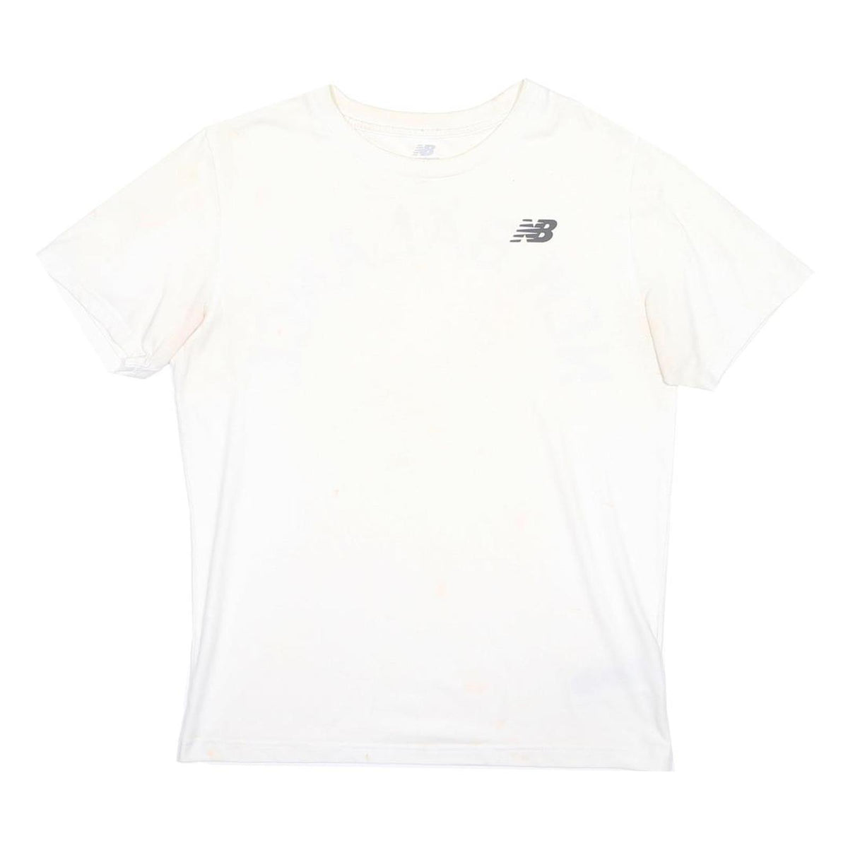 NEW BALANCE Mens White Graphic T-Shirt L Short Sleeve Crew Neck Cotton Blend