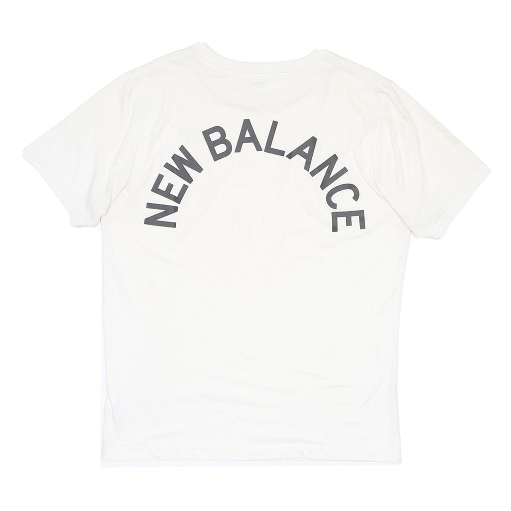 NEW BALANCE Mens White Graphic T-Shirt L Short Sleeve Crew Neck Cotton Blend