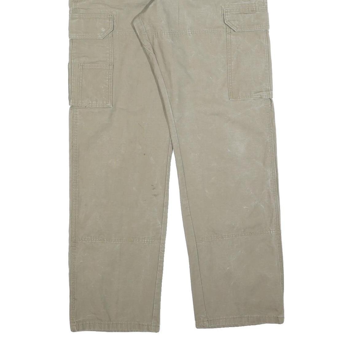 WRANGLER Mens Relaxed Beige Cargo Trousers W35 L34 Cotton Blend Zip Pockets