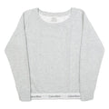 CALVIN KLEIN Womens Grey Sweatshirt Crew Neck S Logo Trim Pullover Cotton Blend