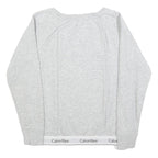 CALVIN KLEIN Womens Grey Sweatshirt Crew Neck S Logo Trim Pullover Cotton Blend