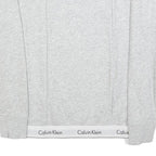 CALVIN KLEIN Womens Grey Sweatshirt Crew Neck S Logo Trim Pullover Cotton Blend