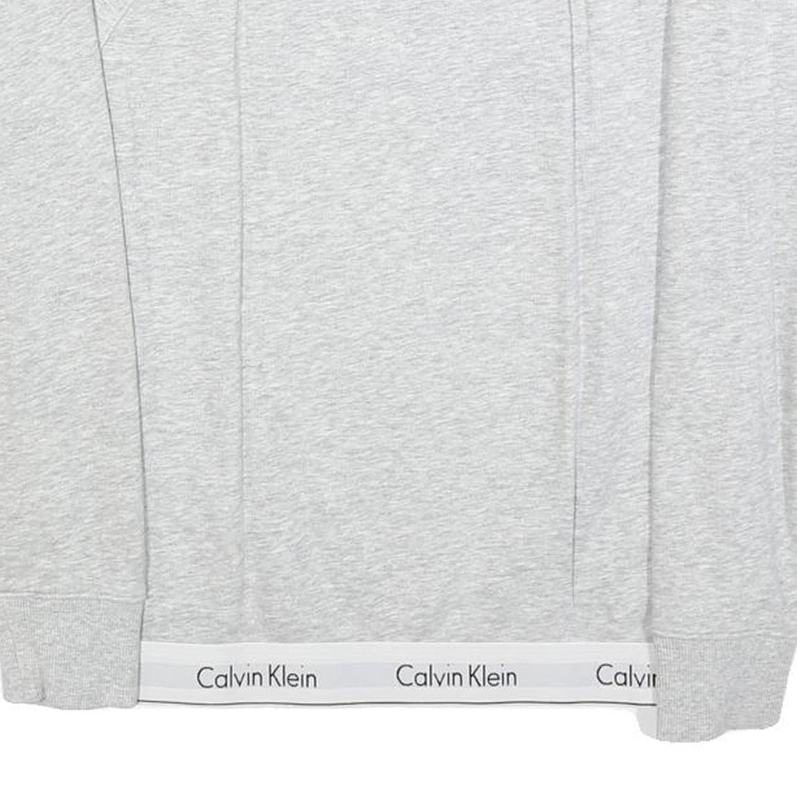 CALVIN KLEIN Womens Grey Sweatshirt Crew Neck S Logo Trim Pullover Cotton Blend