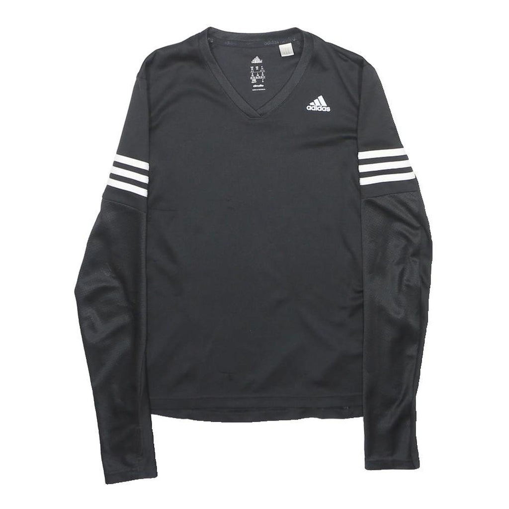 ADIDAS Womens Black & White Long Sleeve V-Neck T-Shirt XS Sports Activewear