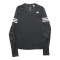 ADIDAS Womens Black & White Long Sleeve V-Neck T-Shirt XS Sports Activewear