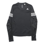 ADIDAS Womens Black & White Long Sleeve V-Neck T-Shirt XS Sports Activewear