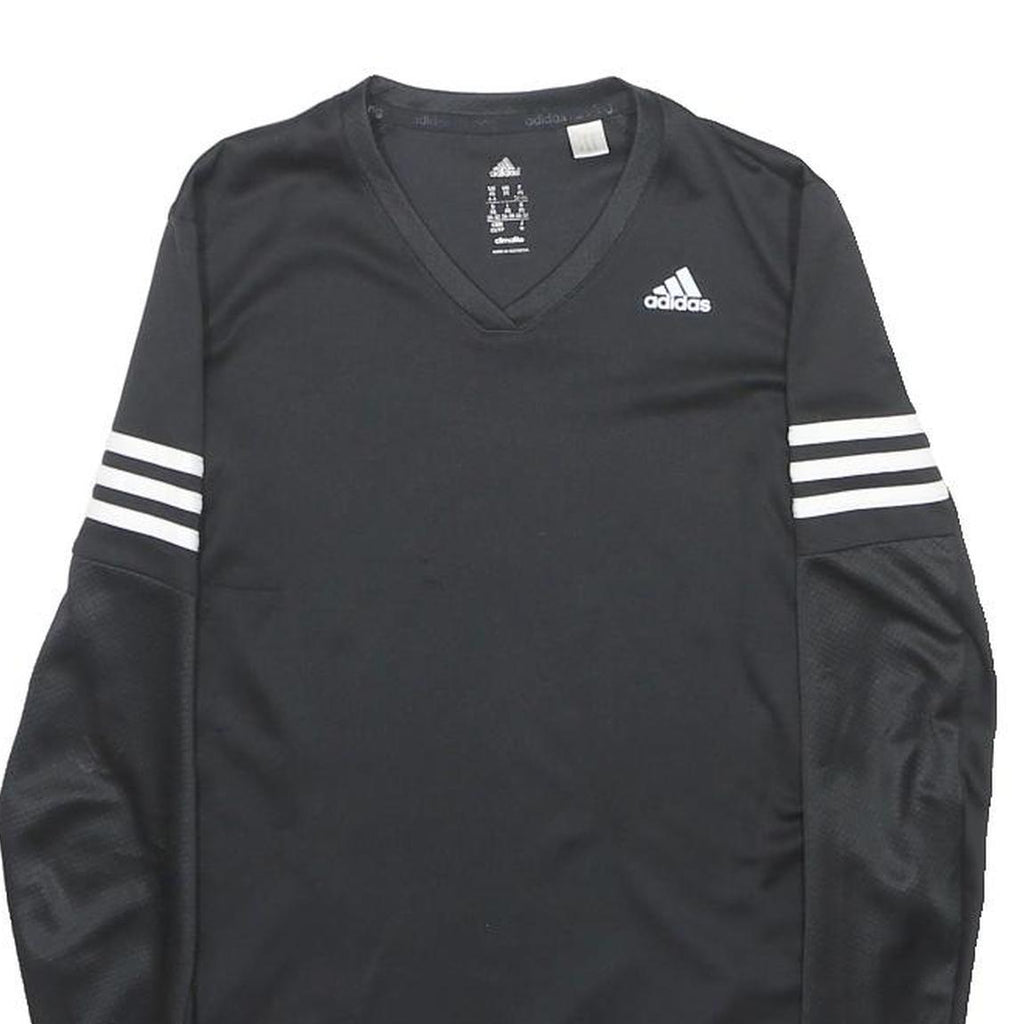ADIDAS Womens Black & White Long Sleeve V-Neck T-Shirt XS Sports Activewear
