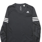 ADIDAS Womens Black & White Long Sleeve V-Neck T-Shirt XS Sports Activewear