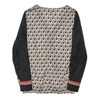 LIPSY Womens Black Cream Geometric Print Long Sleeve V-Neck Blouse UK 12