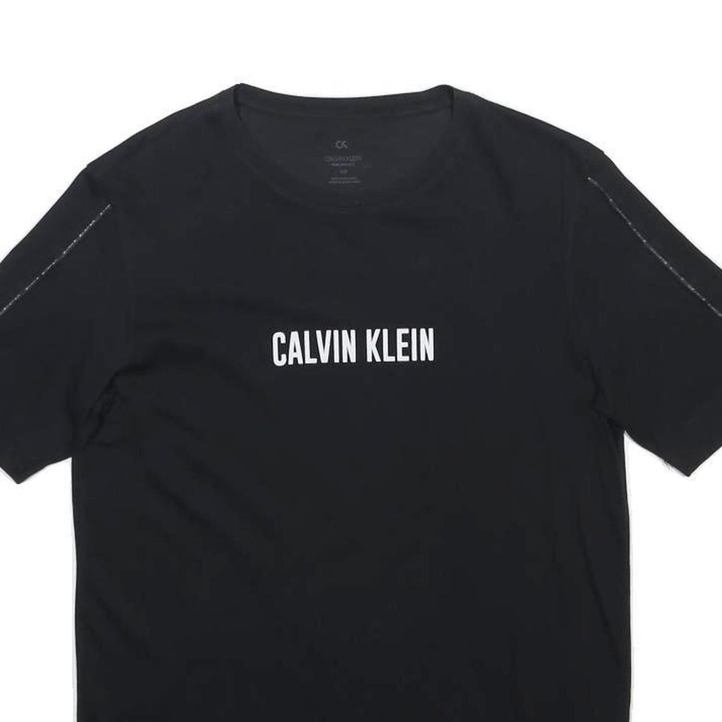 CALVIN KLEIN Mens Black S Short Sleeve Crew Neck Graphic T-Shirt Cotton Blend