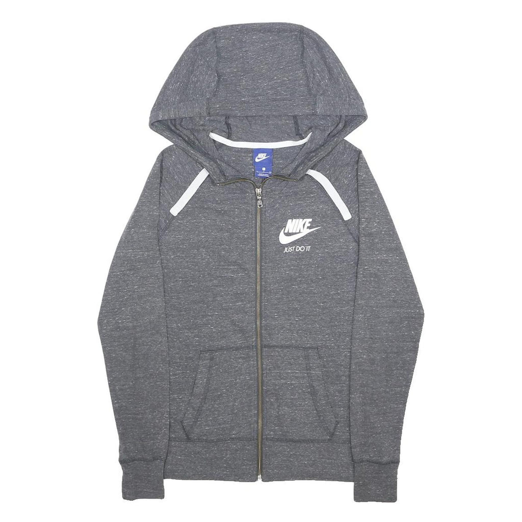 NIKE Mens Grey Full Zip Hoodie S Just Do It Logo Casual Sportswear Cotton Blend