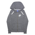 NIKE Mens Grey Full Zip Hoodie S Just Do It Logo Casual Sportswear Cotton Blend