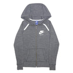 NIKE Mens Grey Full Zip Hoodie S Just Do It Logo Casual Sportswear Cotton Blend