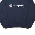 CHAMPION Mens Navy Blue Crew Neck S Cotton Blend Logo Sweatshirt Casual
