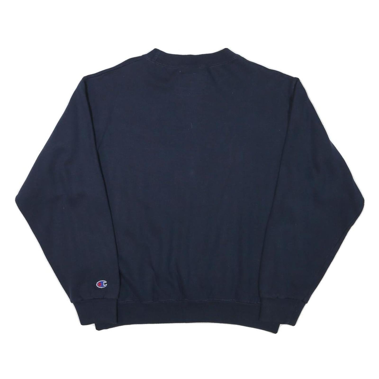 CHAMPION Mens Navy Blue Crew Neck S Cotton Blend Logo Sweatshirt Casual