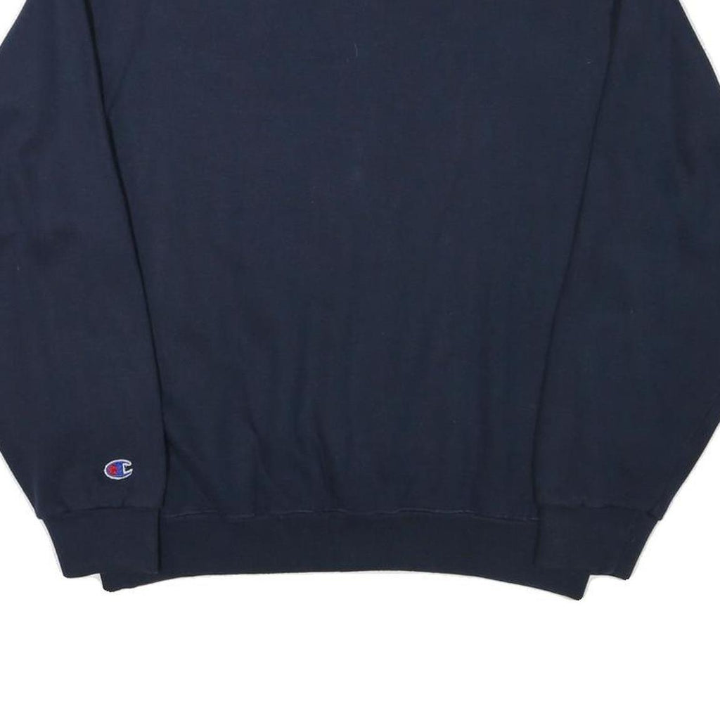 CHAMPION Mens Navy Blue Crew Neck S Cotton Blend Logo Sweatshirt Casual