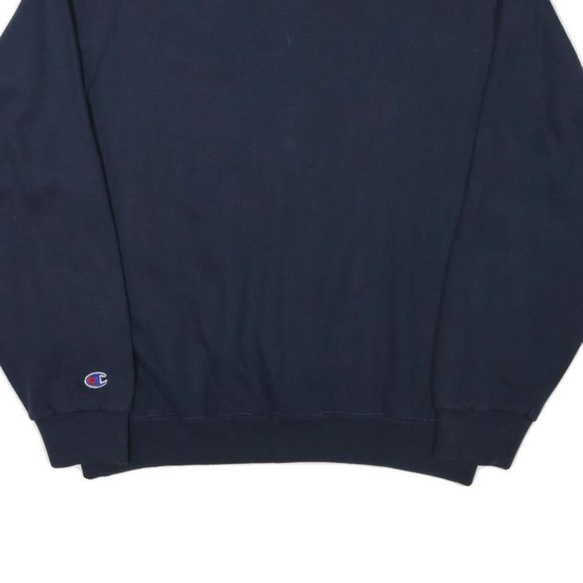 CHAMPION Mens Navy Blue Crew Neck S Cotton Blend Logo Sweatshirt Casual