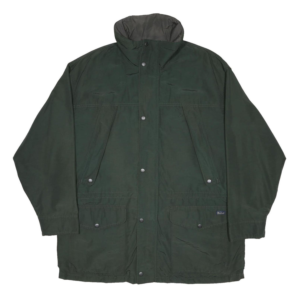 WOOLRICH Mens Green Cotton Blend Jacket L Outerwear Zip Pocket Casual Classic