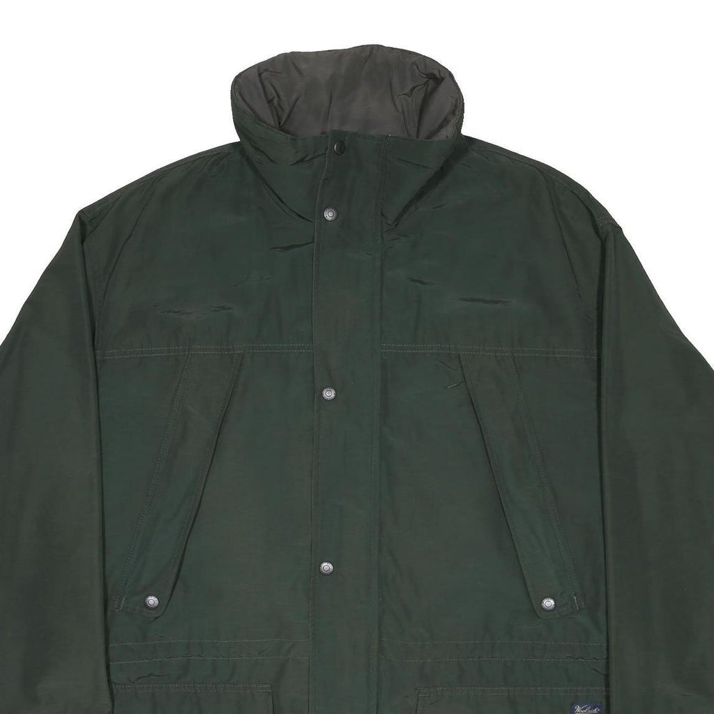 WOOLRICH Mens Green Cotton Blend Jacket L Outerwear Zip Pocket Casual Classic