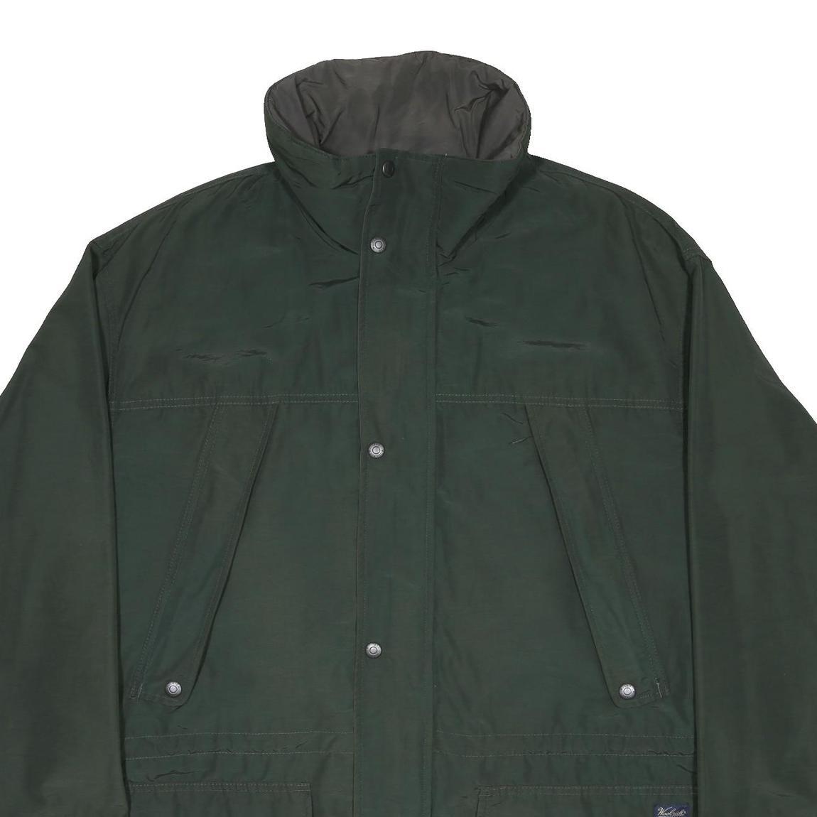 WOOLRICH Mens Green Cotton Blend Jacket L Outerwear Zip Pocket Casual Classic