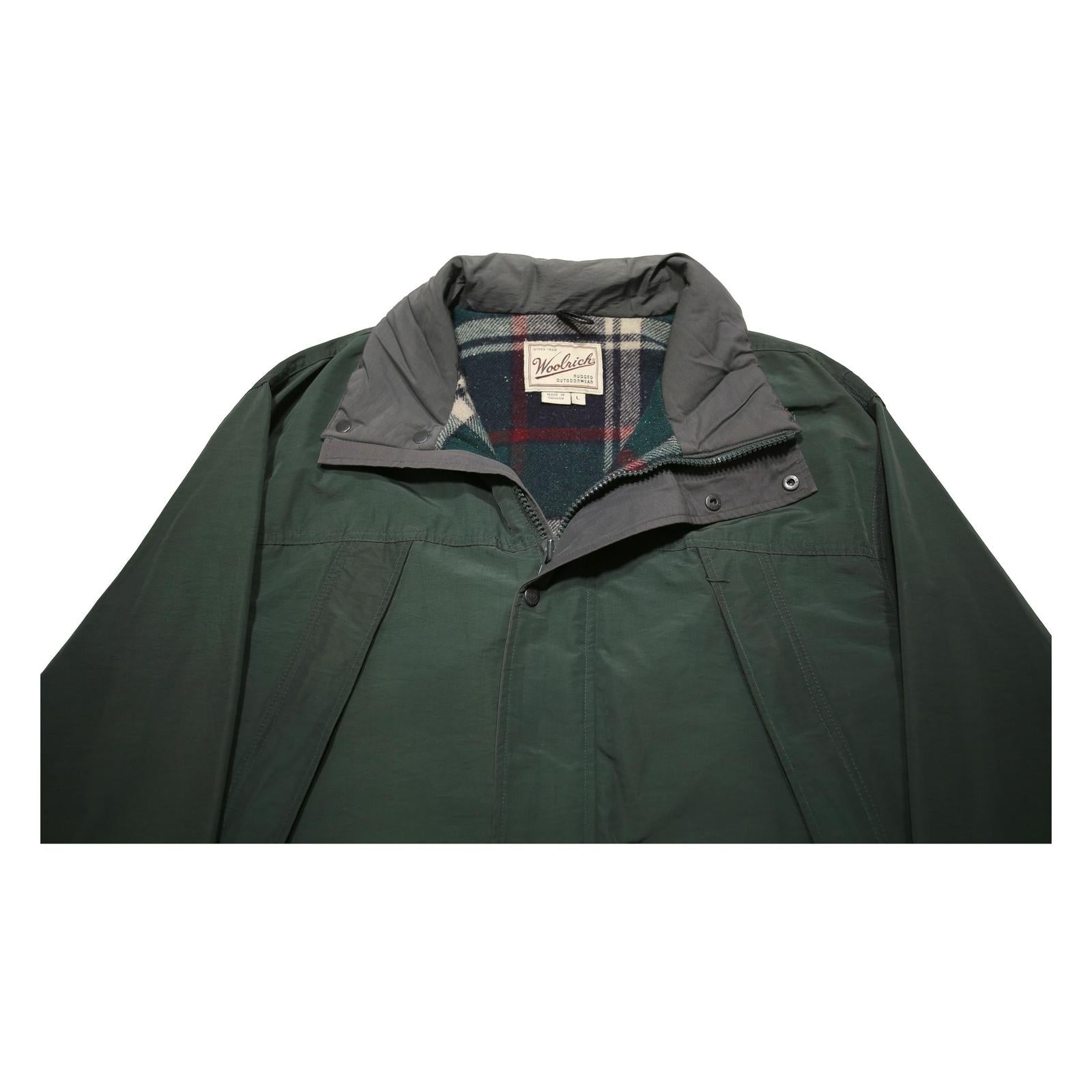 WOOLRICH Mens Green Cotton Blend Jacket L Outerwear Zip Pocket Casual Classic