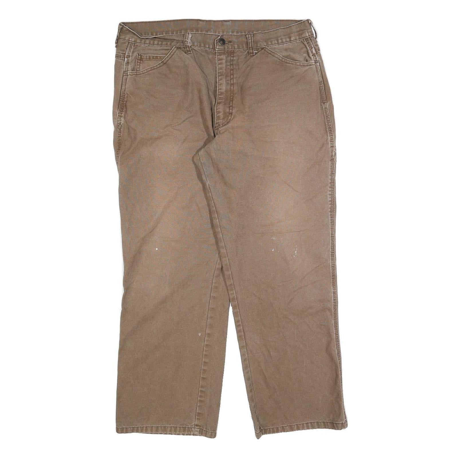 DICKIES Mens Jeans Beige Regular Straight Denim W36 L27 Workwear Cotton Blend