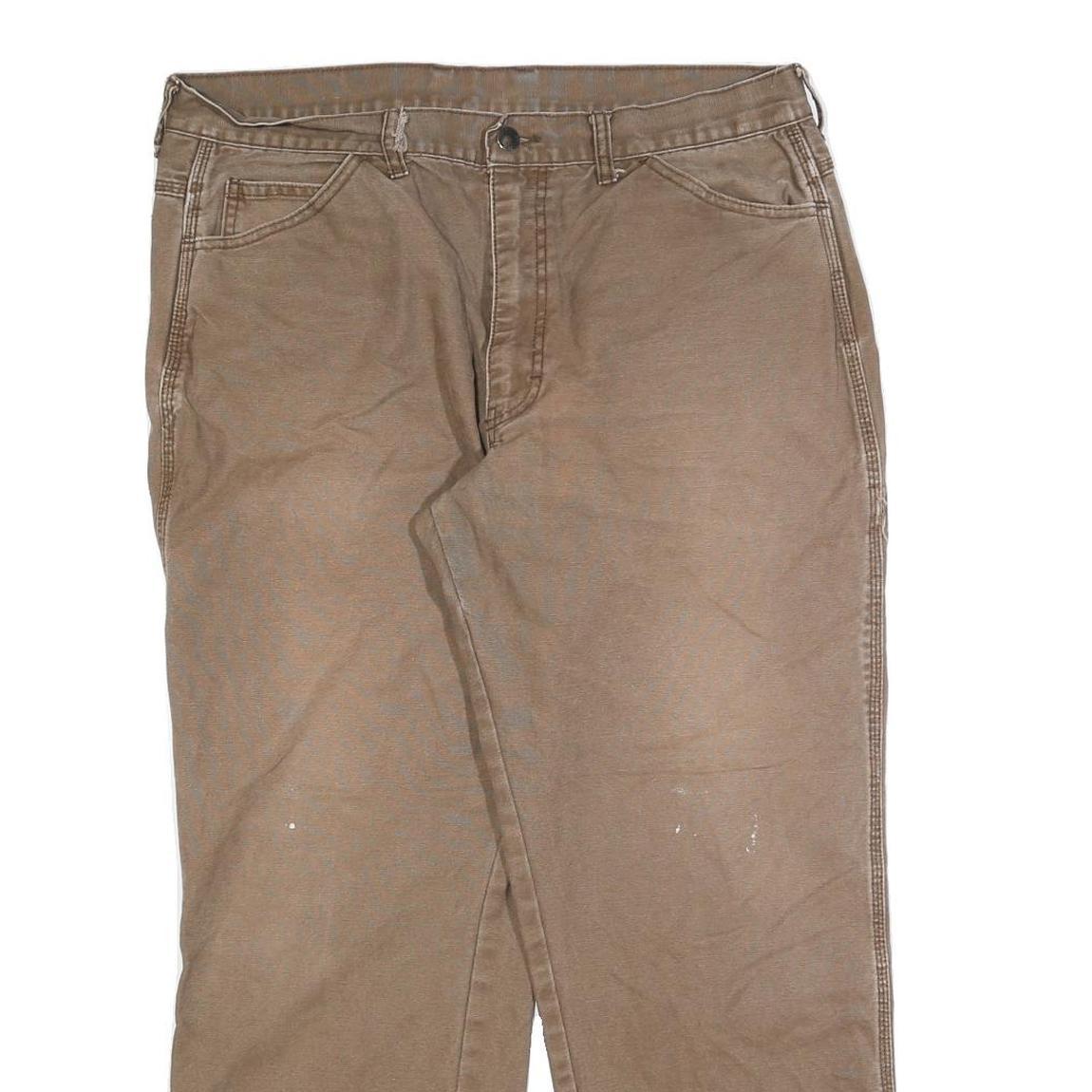 DICKIES Mens Jeans Beige Regular Straight Denim W36 L27 Workwear Cotton Blend