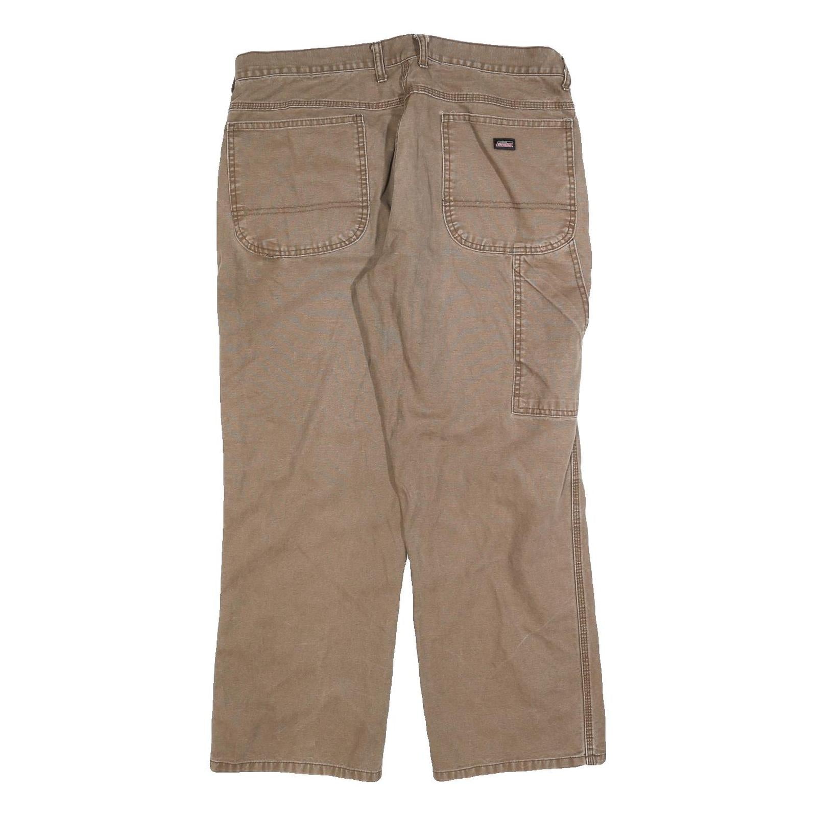 DICKIES Mens Jeans Beige Regular Straight Denim W36 L27 Workwear Cotton Blend